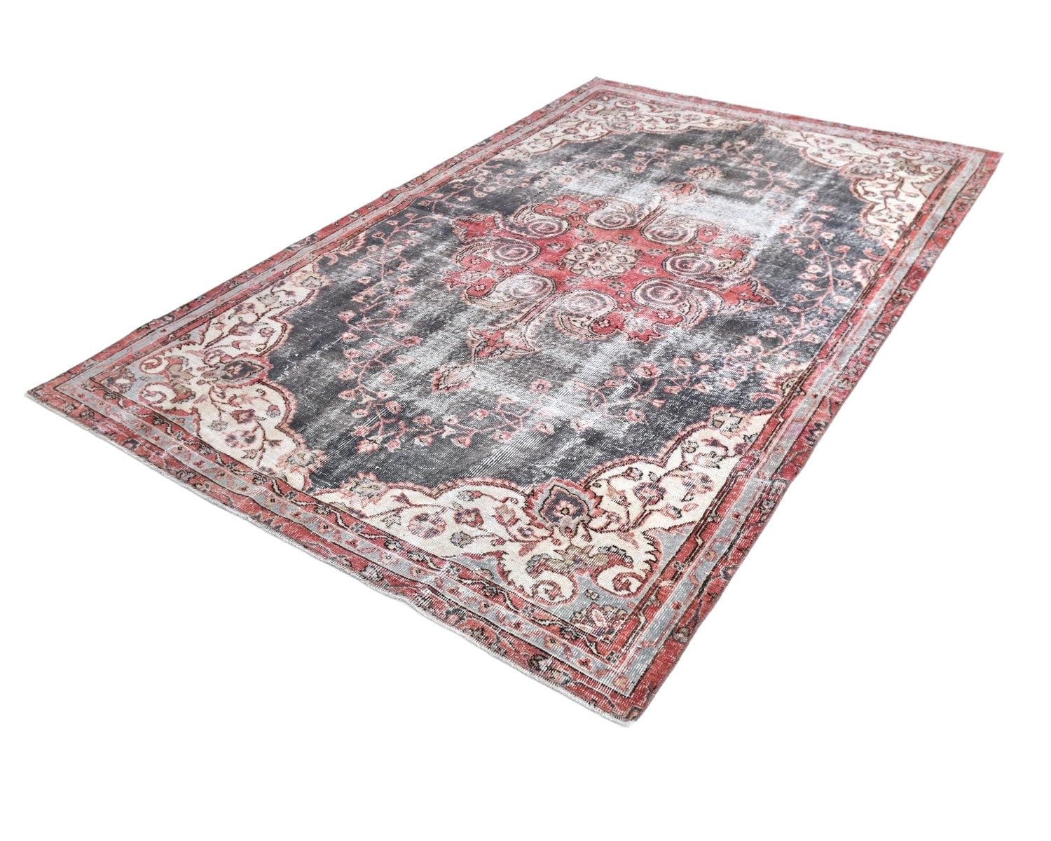 Dywan 173x279 cm, czerwony, wełna, Turcja, lata 70.