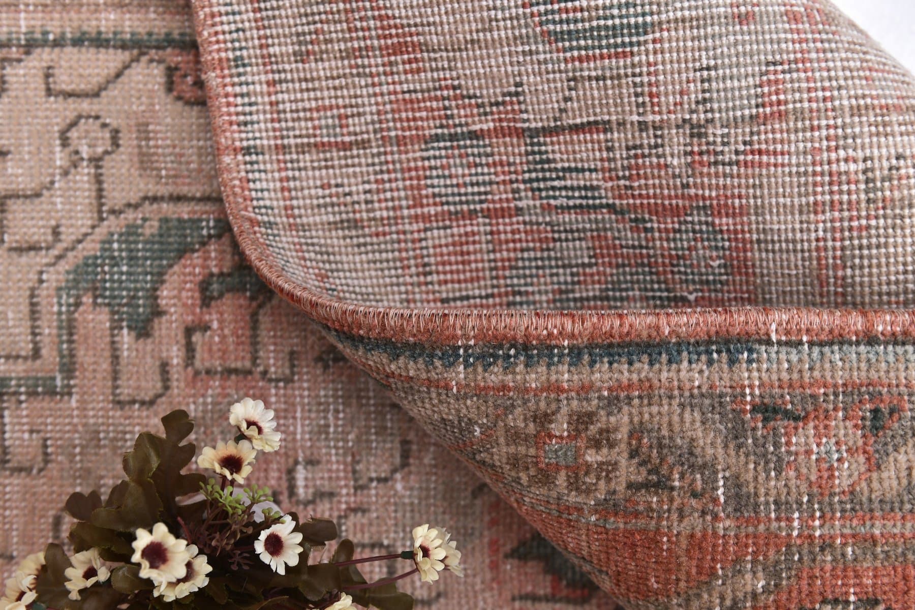 Dywan 383x294 cm, czerwony, beżowy, wełna, lata 60. - 218052