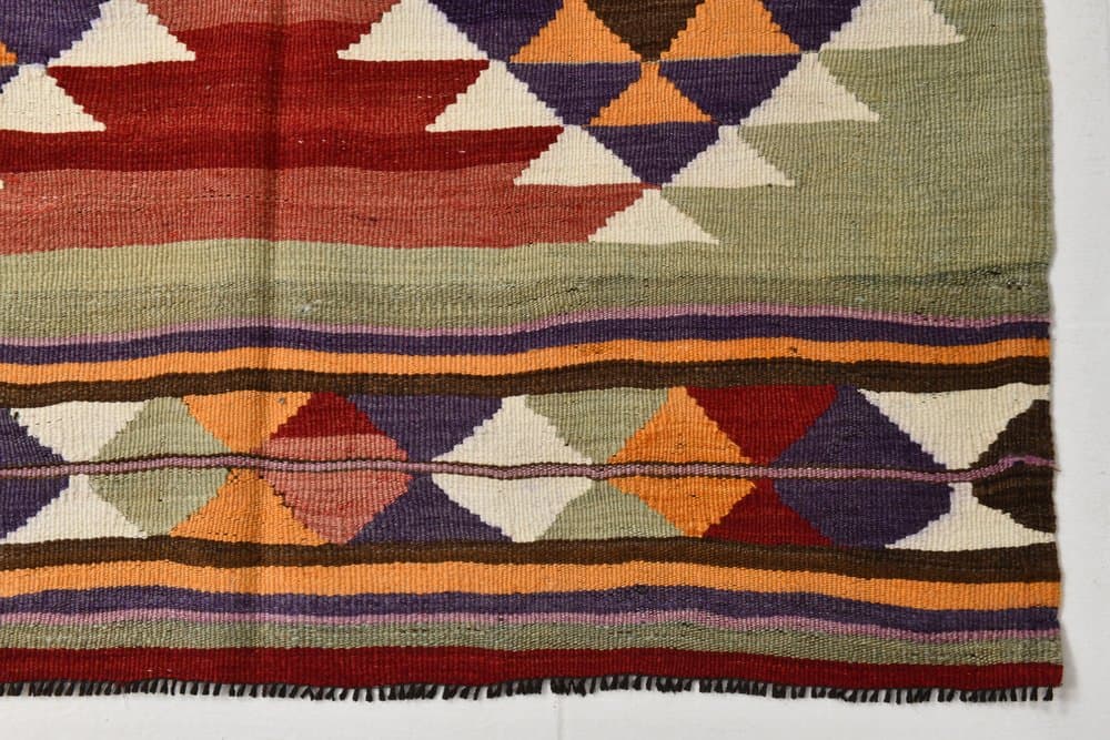Kilim 285x114 cm, czerwony, wełna, lata 70. - 218040