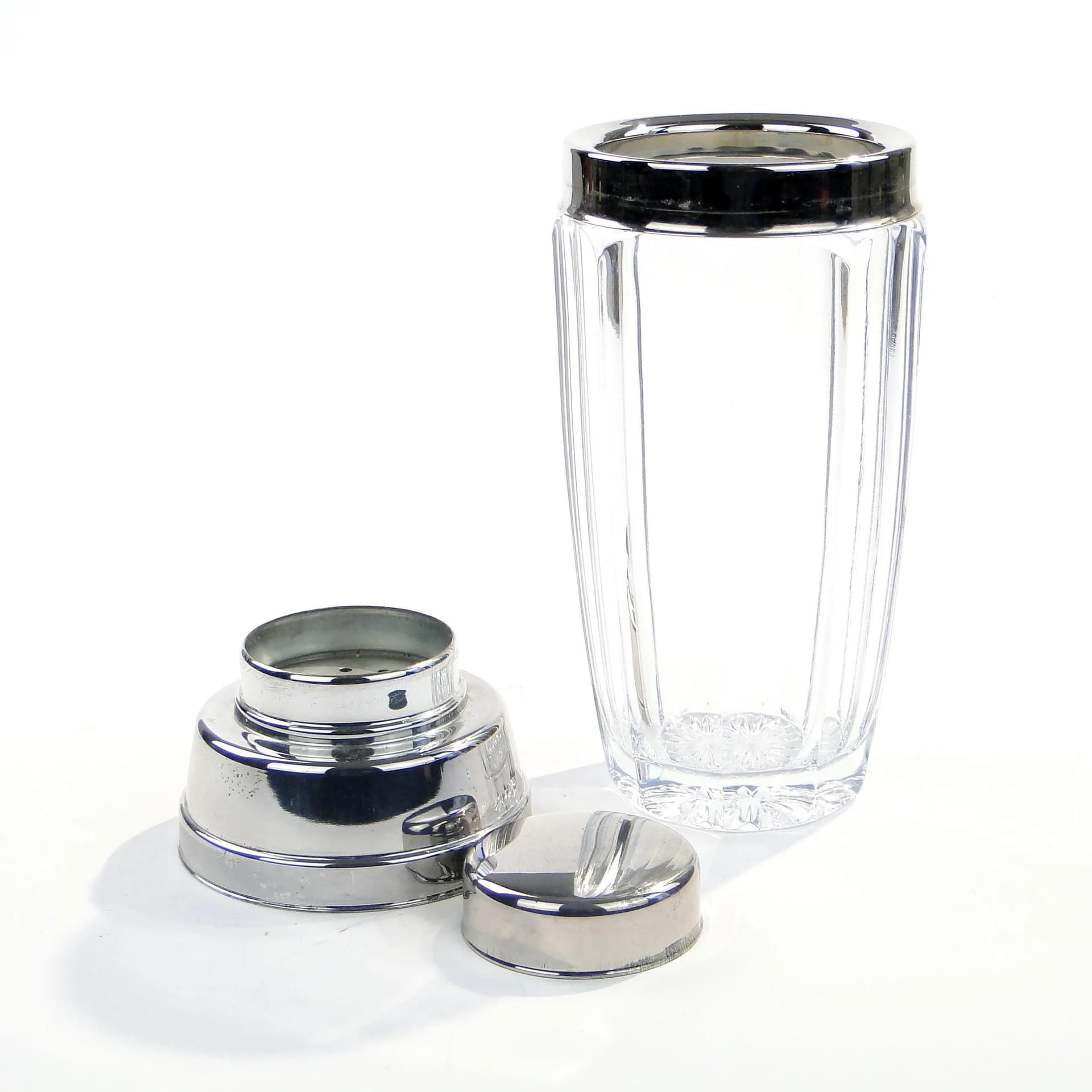 Shaker do drinków Art Deco, kryształ transparentny, nikiel, WMF, Niemcy, lata 50. - 15798