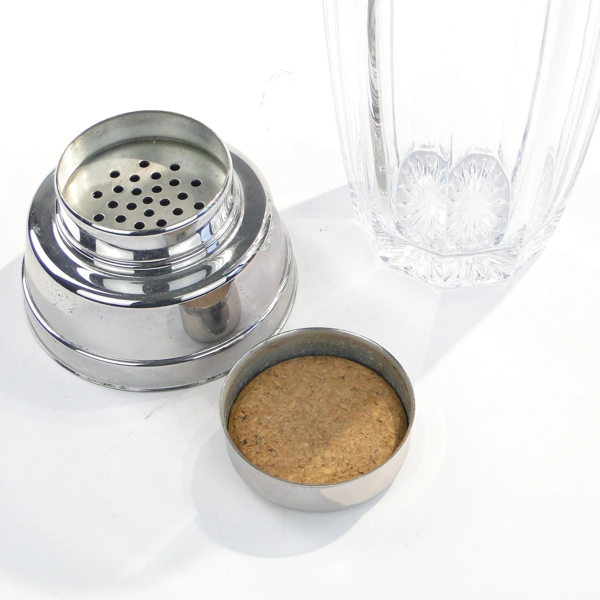 Shaker do drinków Art Deco, kryształ transparentny, nikiel, WMF, Niemcy, lata 50. - 15797