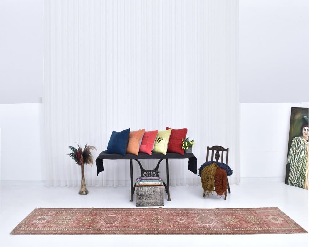 Chodnik 77x395 cm, brązowy, wełna, lata 70. - 217962