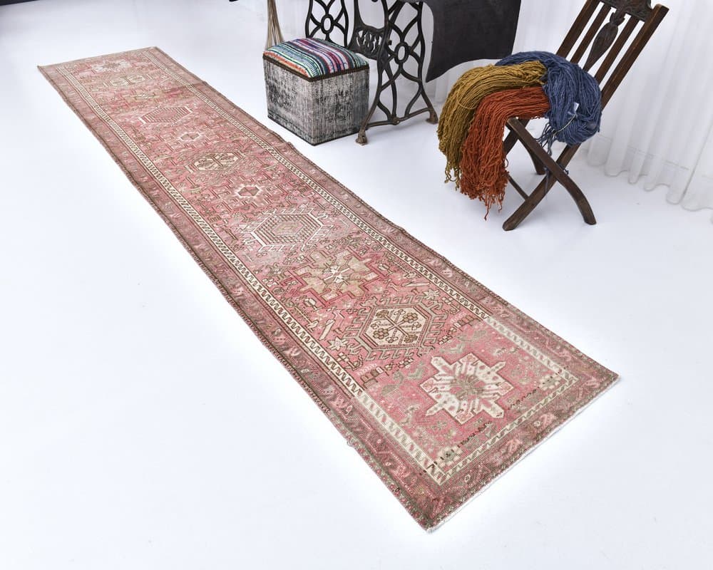 Chodnik 77x395 cm, brązowy, wełna, lata 70. - 217966