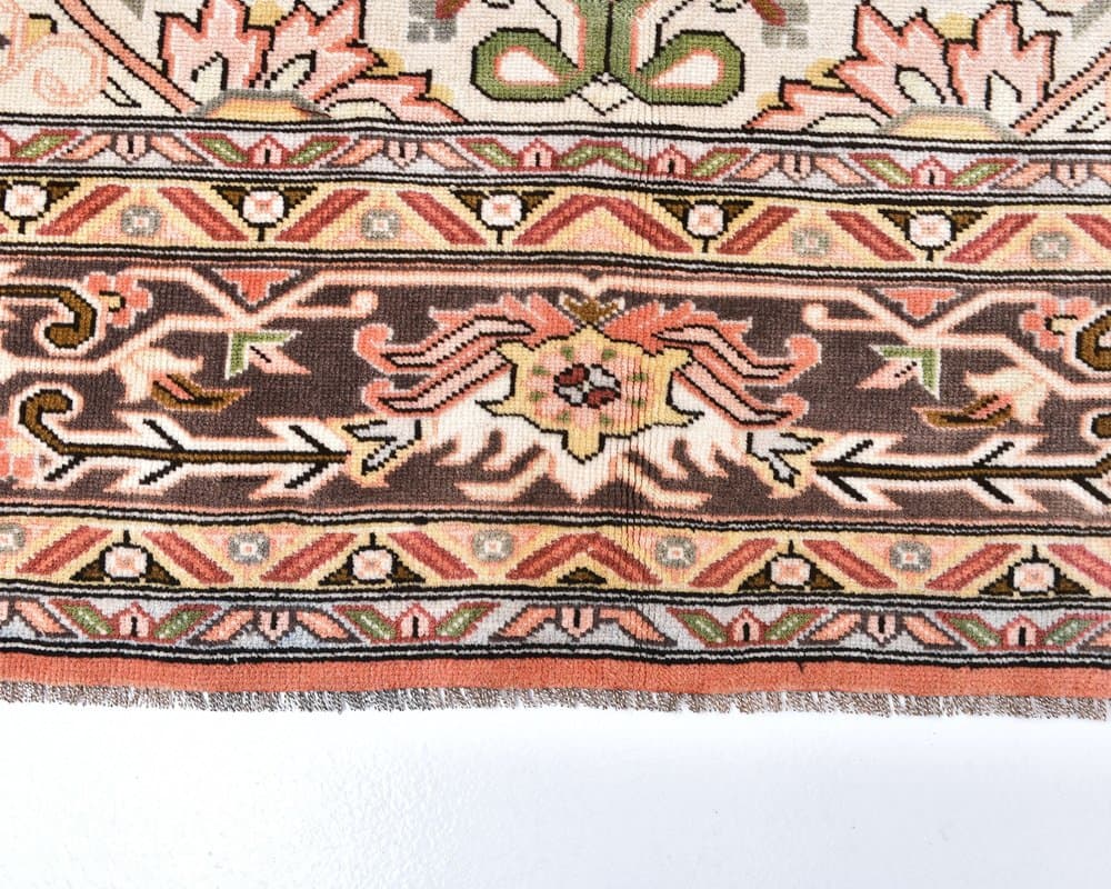 Dywan 386x290 cm, terakota, kremowy, wełna, lata 70. - 217958