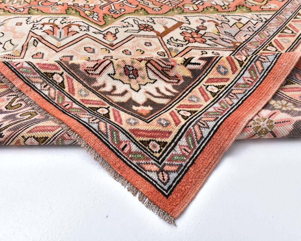 Dywan 386x290 cm, terakota, kremowy, wełna, lata 70. - 217949