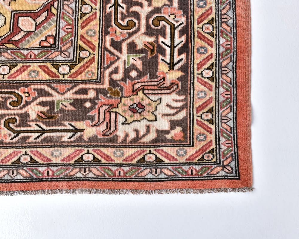 Dywan 386x290 cm, terakota, kremowy, wełna, lata 70. - 217959