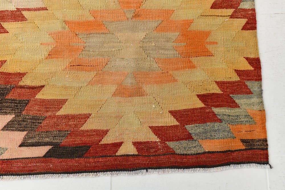 Kilim 156x217 cm, beżowy, brązowy, wełna, Turcja, lata 70. - 217921