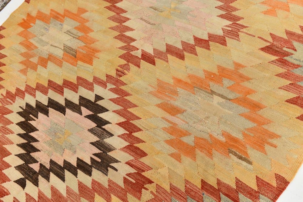 Kilim 156x217 cm, beżowy, brązowy, wełna, Turcja, lata 70. - 217916