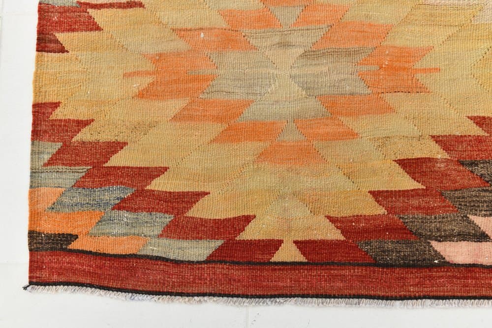 Kilim 156x217 cm, beżowy, brązowy, wełna, Turcja, lata 70. - 217920