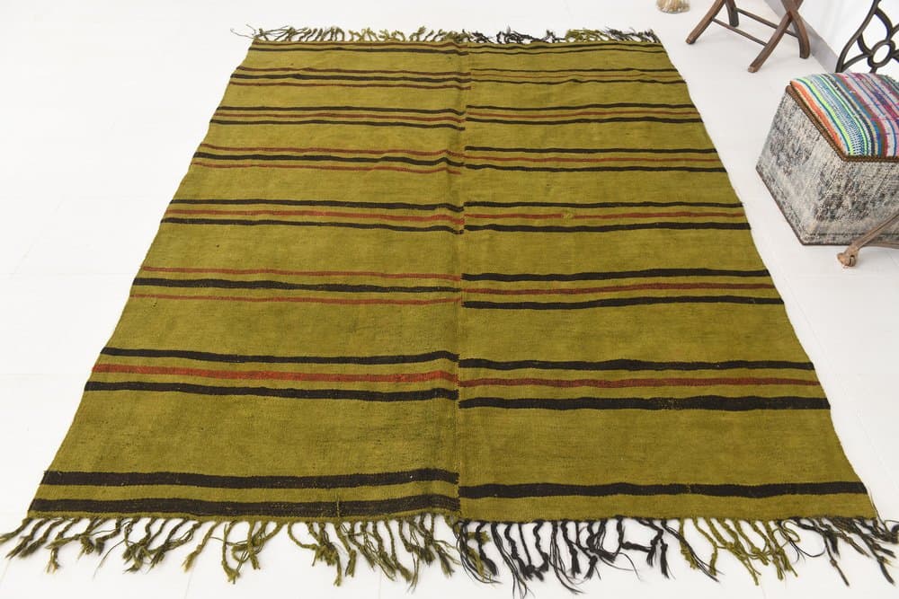 Kilim 246x200 cm, green, hemp, 1970s - 217901