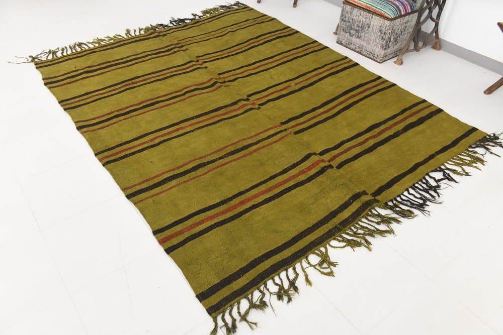 Kilim 246x200 cm, green, hemp, 1970s - 217902