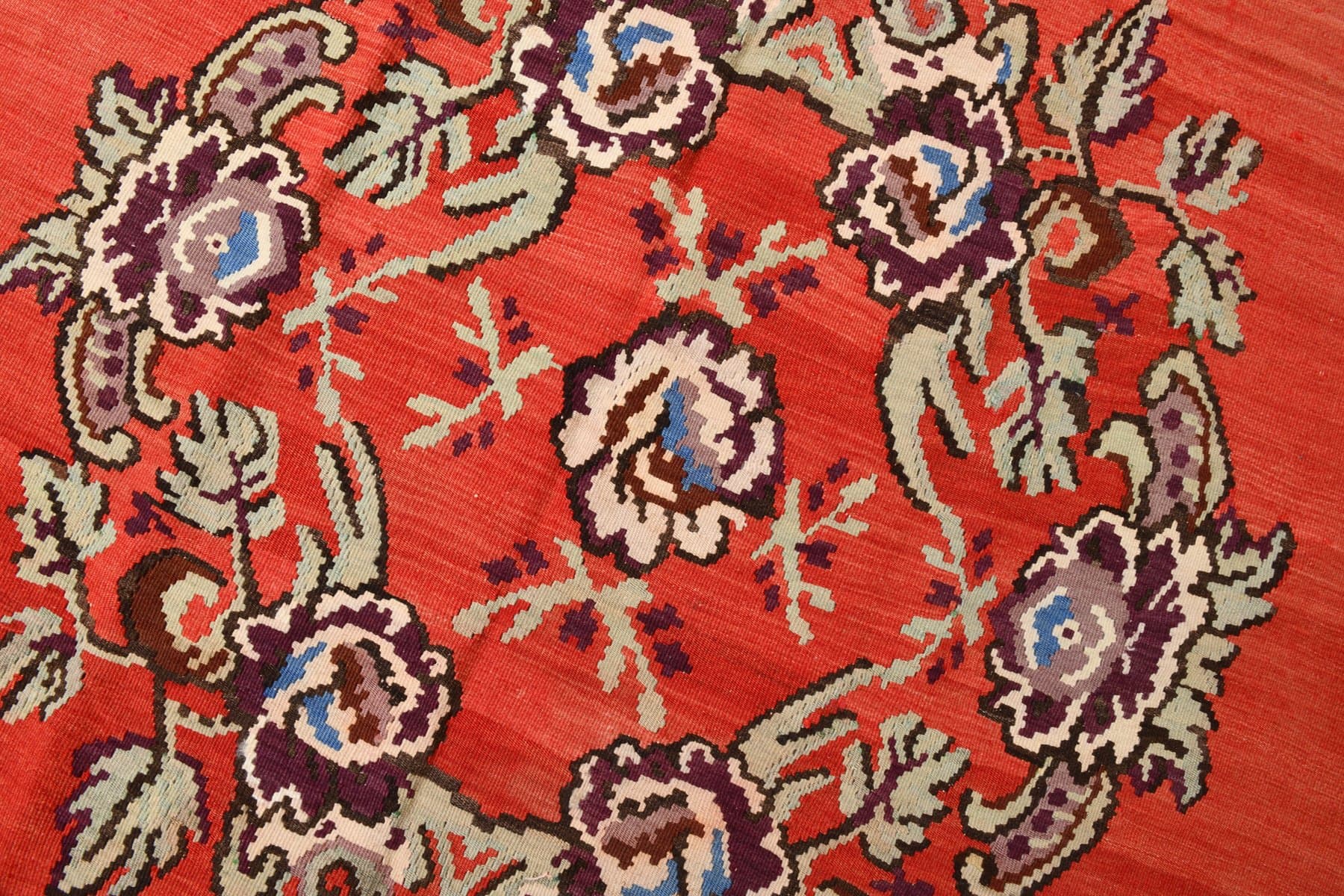 Kilim Rug 334x244 cm, red, wool, Turkey, 1970s - 217855