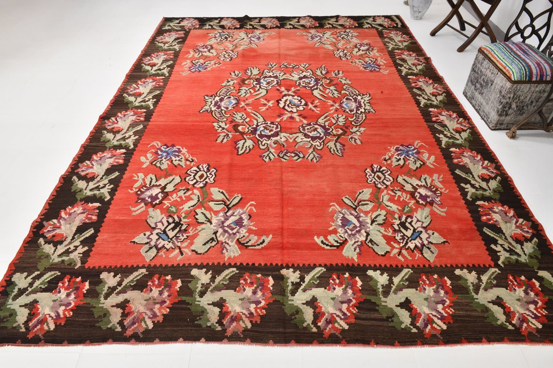 Kilim Rug 334x244 cm, red, wool, Turkey, 1970s - 217852