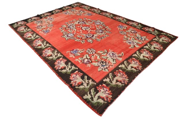 Kilim Rug 334x244 cm, red, wool, Turkey, 1970s - DIMENSION