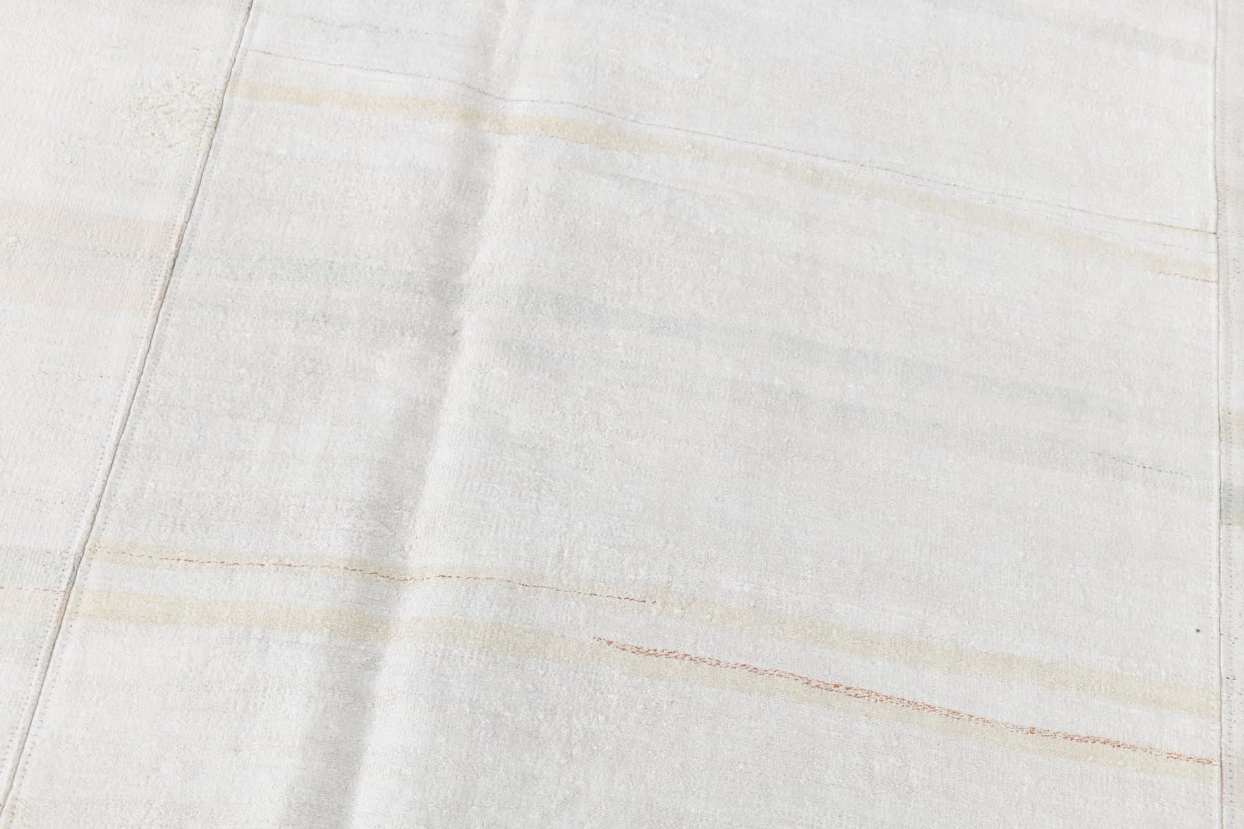 Kilim 395x312 cm, biały, konopie, lata 80. - 217832