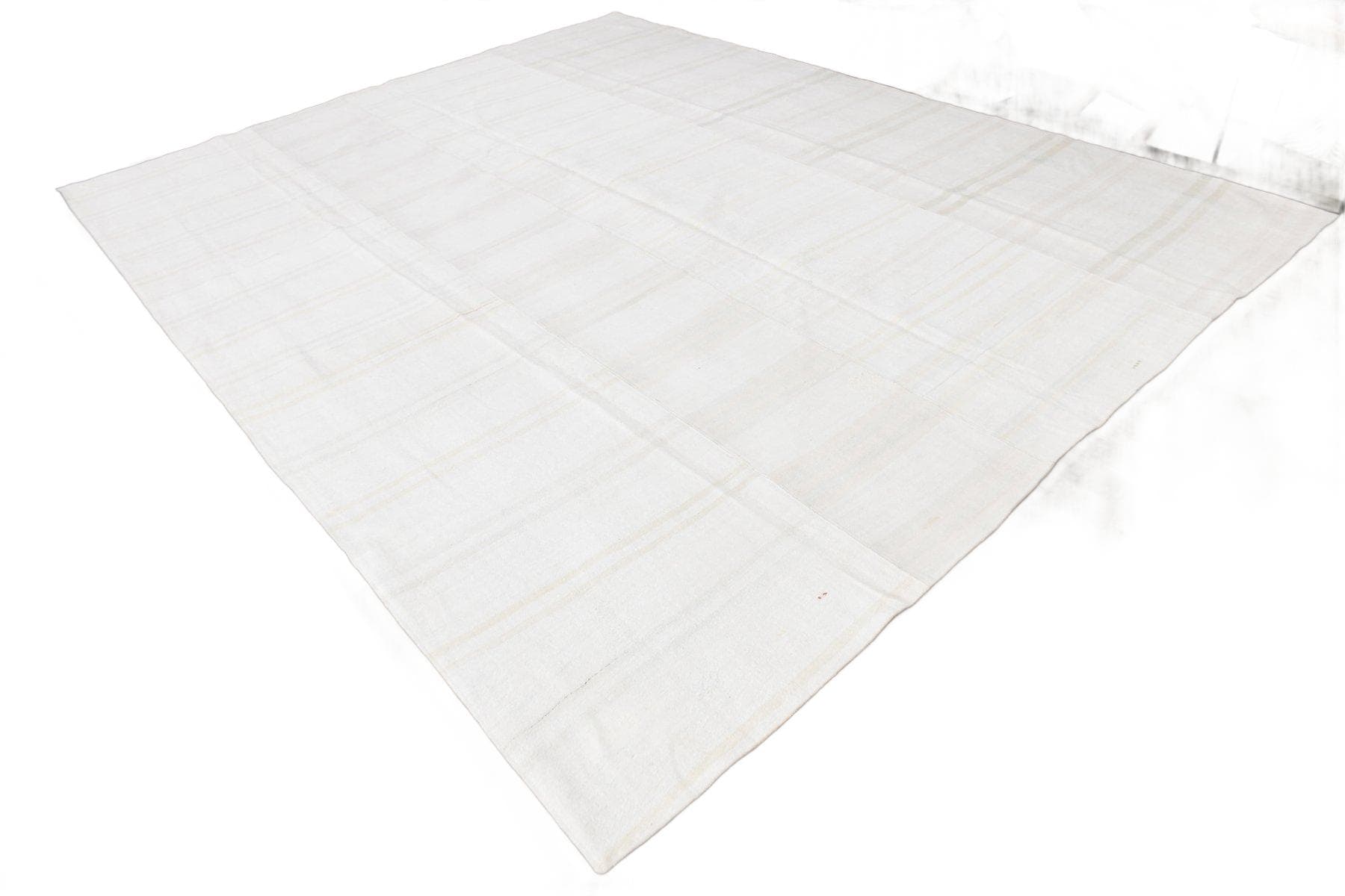 Kilim 395x312 cm, biały, konopie, lata 80.