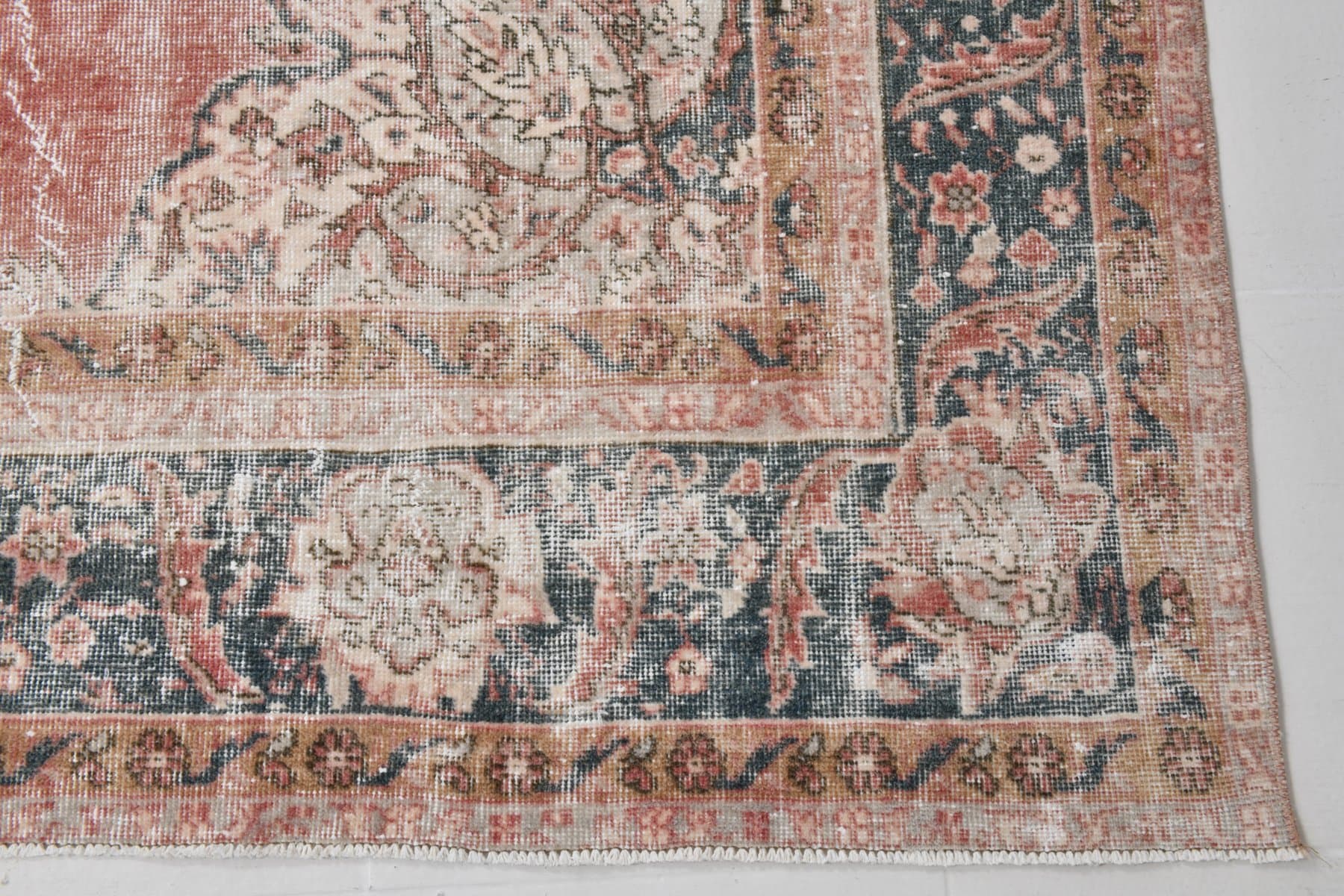 Dywan 227x366 cm, czerwony, beżowy, wełna, lata 70. - 217693