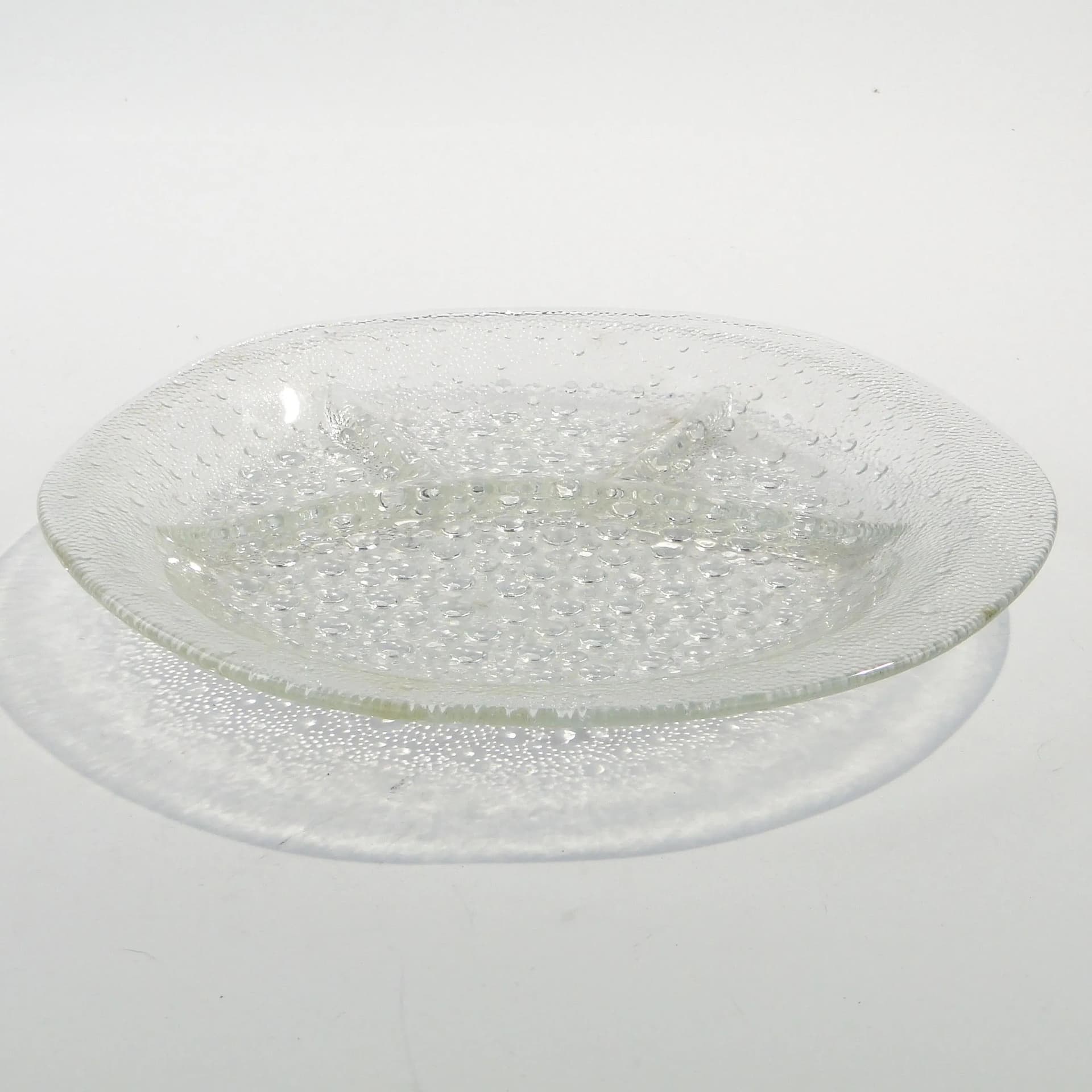 Cabaret Dish Asteroid, transparent glass, by J.S. Drost, Ząbkowice, Poland, 1960s. - 15779
