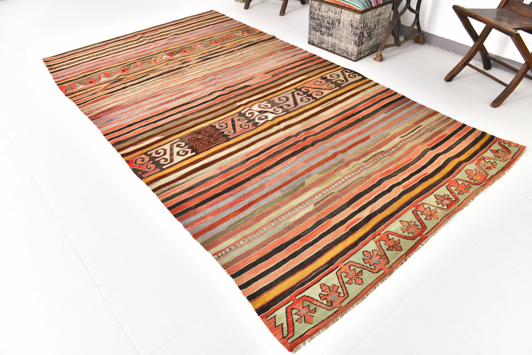 Kilim 161x291 cm, czerwony, wełna, Turcja, lata 70. - 217630