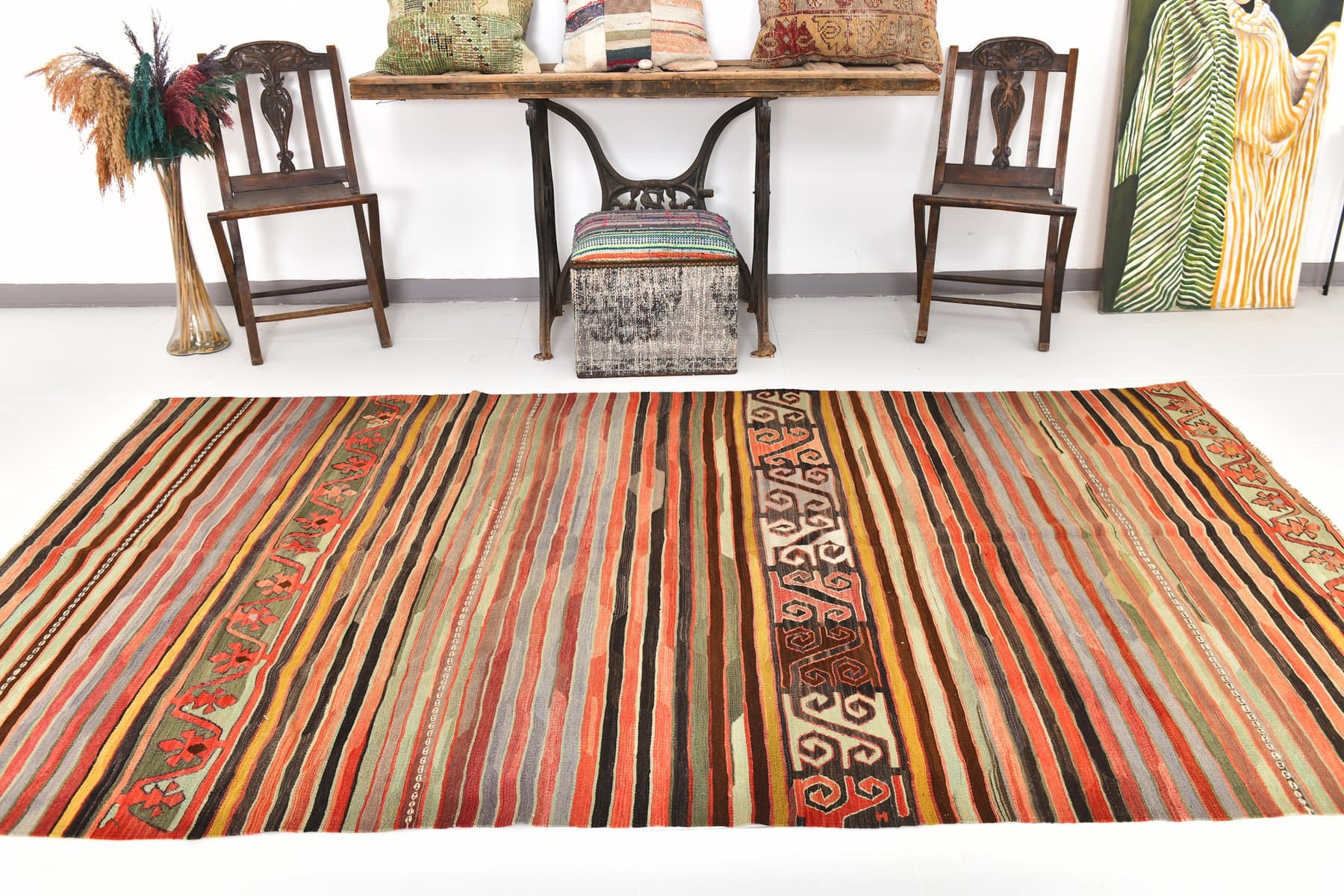 Kilim 161x291 cm, czerwony, wełna, Turcja, lata 70. - 217631