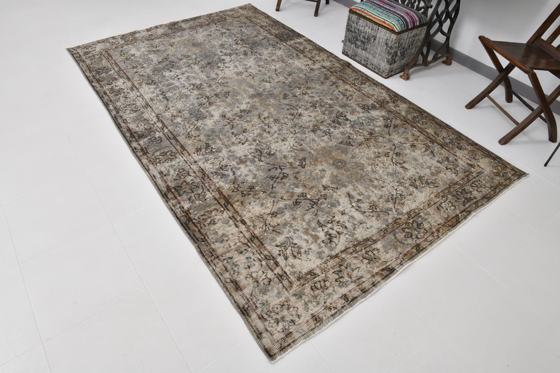 Rug 188x300 cm, grey, wool, 1970s - 217619