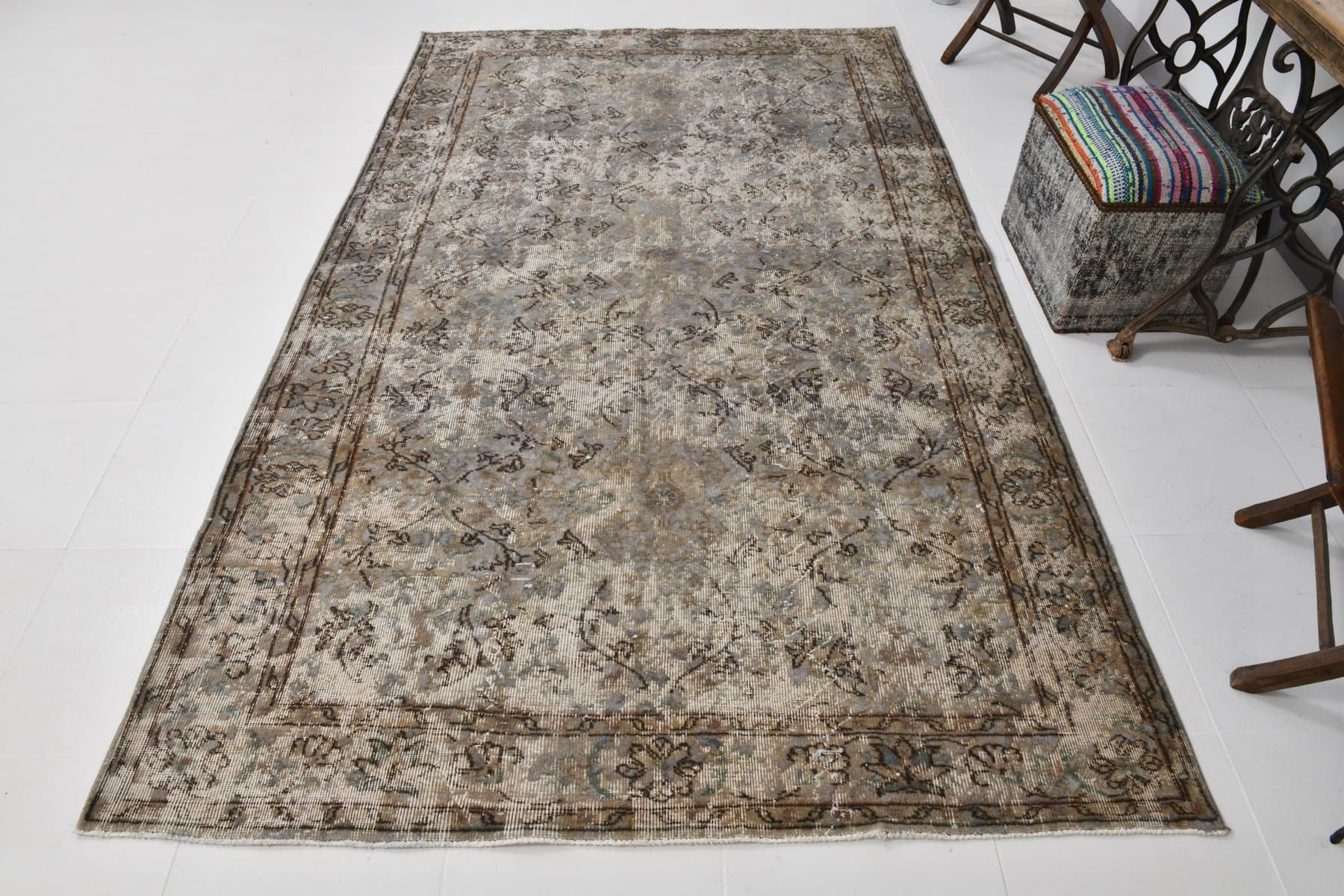 Rug 188x300 cm, grey, wool, 1970s - 217616