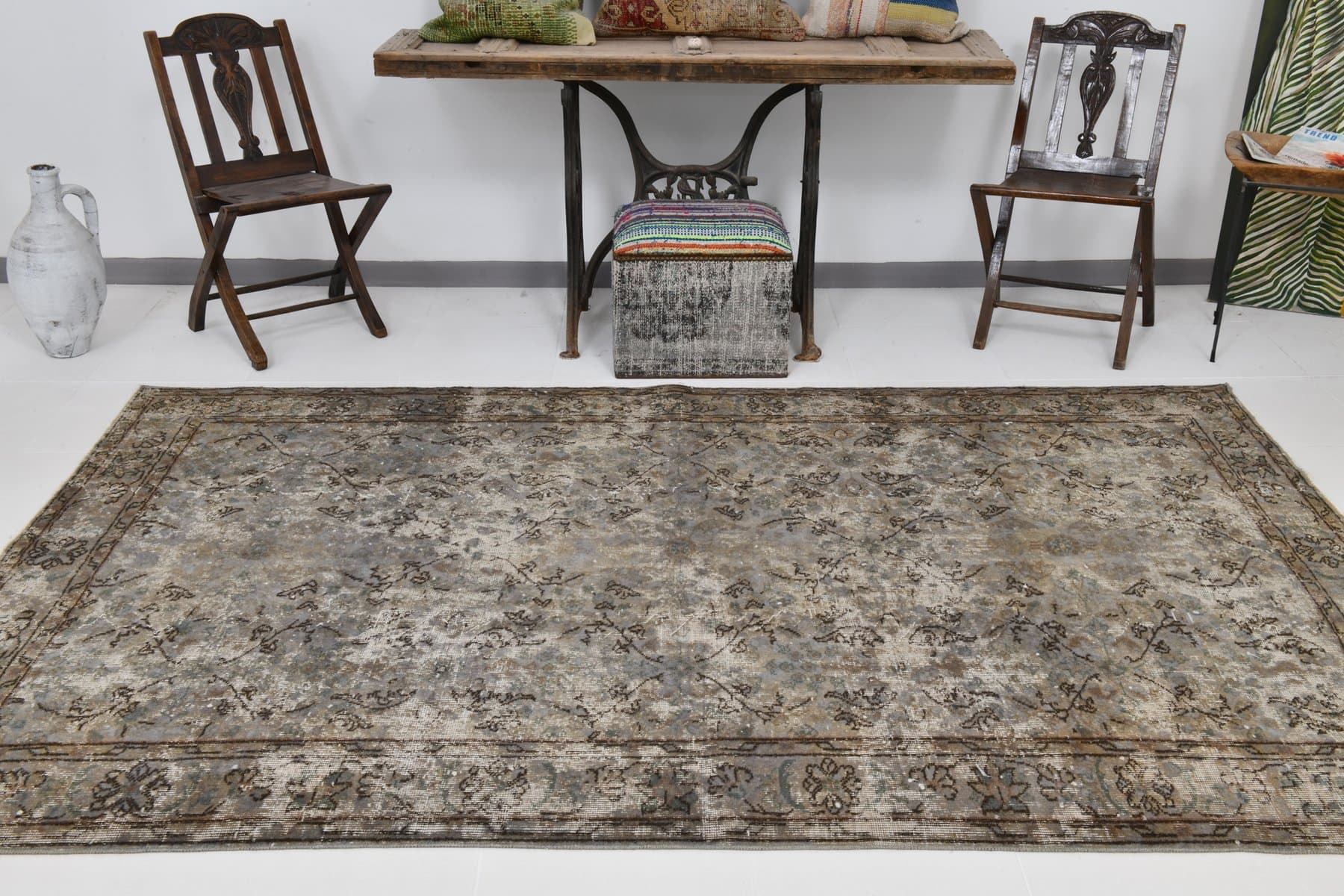 Rug 188x300 cm, grey, wool, 1970s - 217618