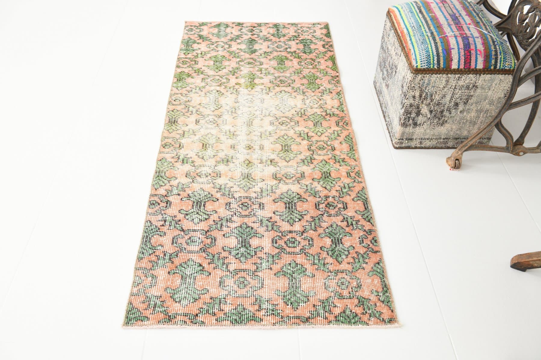 Runner 179x74 cm, beige, wool, 1970s - 217558