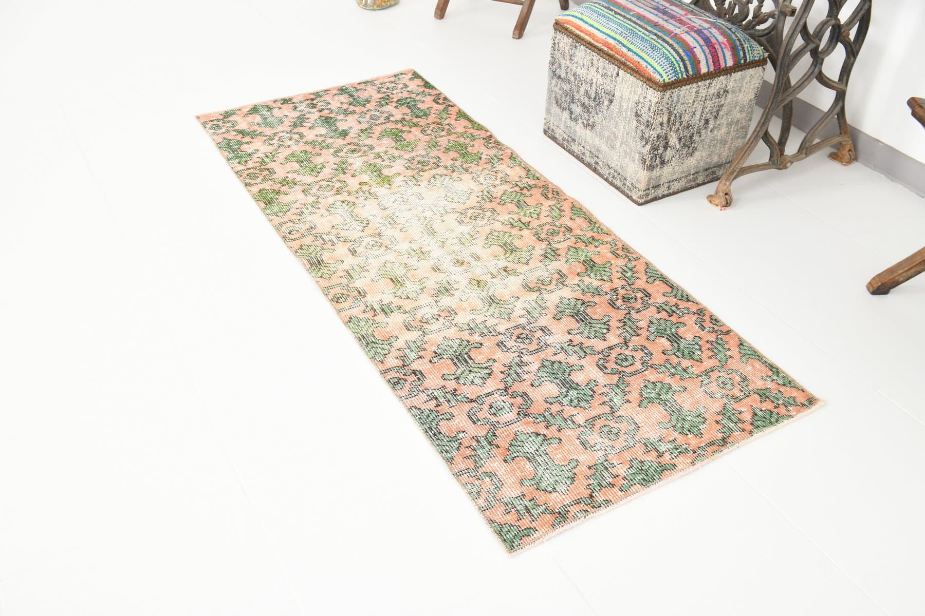 Runner 179x74 cm, beige, wool, 1970s - 217566