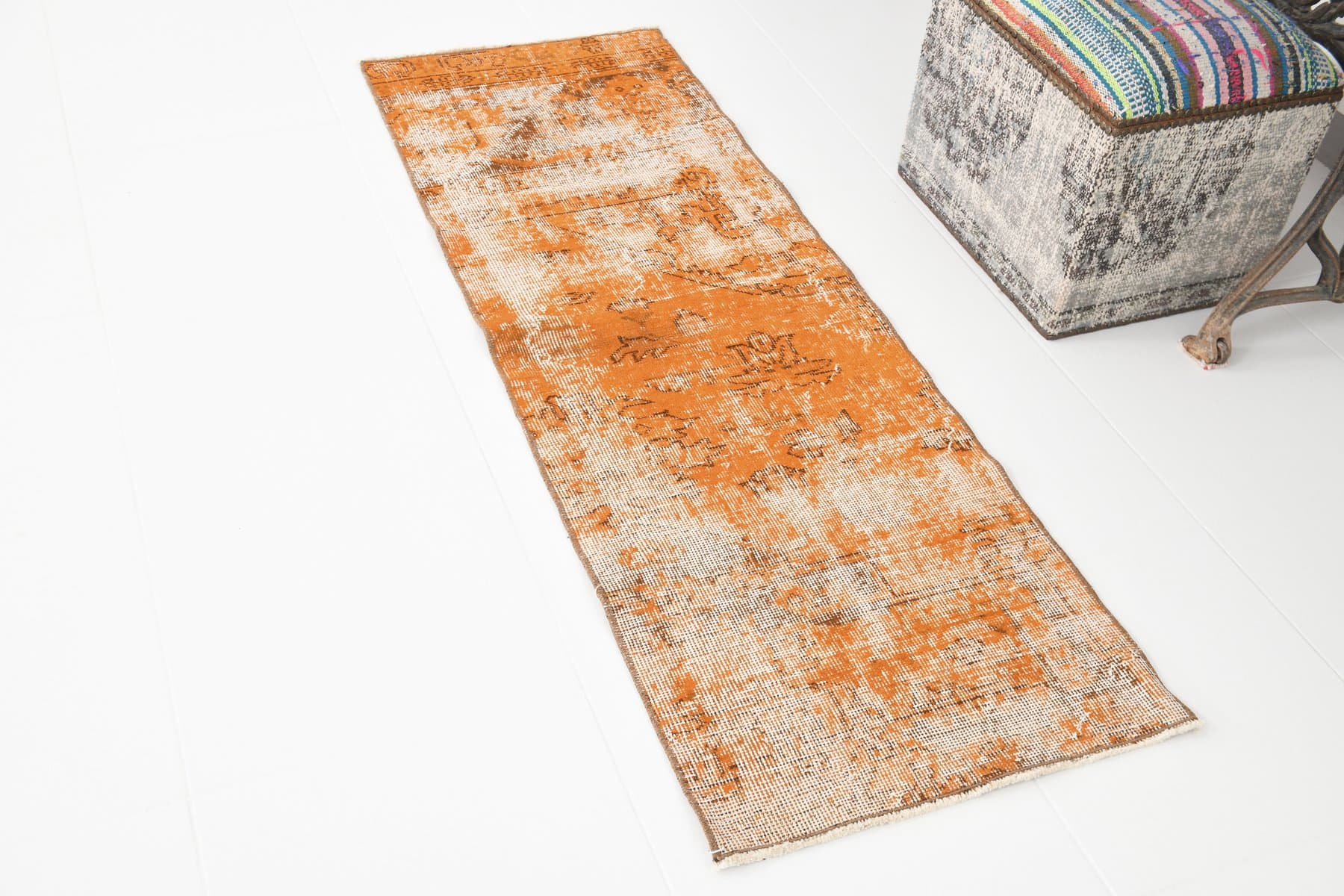 Rug 166x56 cm, orange, wool, 1970s - 217548
