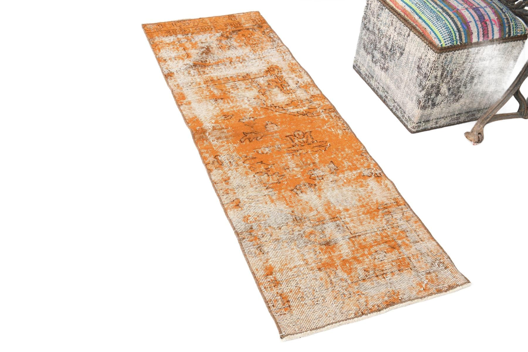 Rug 166x56 cm, orange, wool, 1970s - 217545