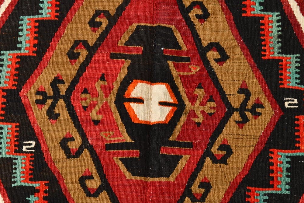 Kilim Rug 136x345 cm, black, brown, wool, Turkey, 1970s. - 217501