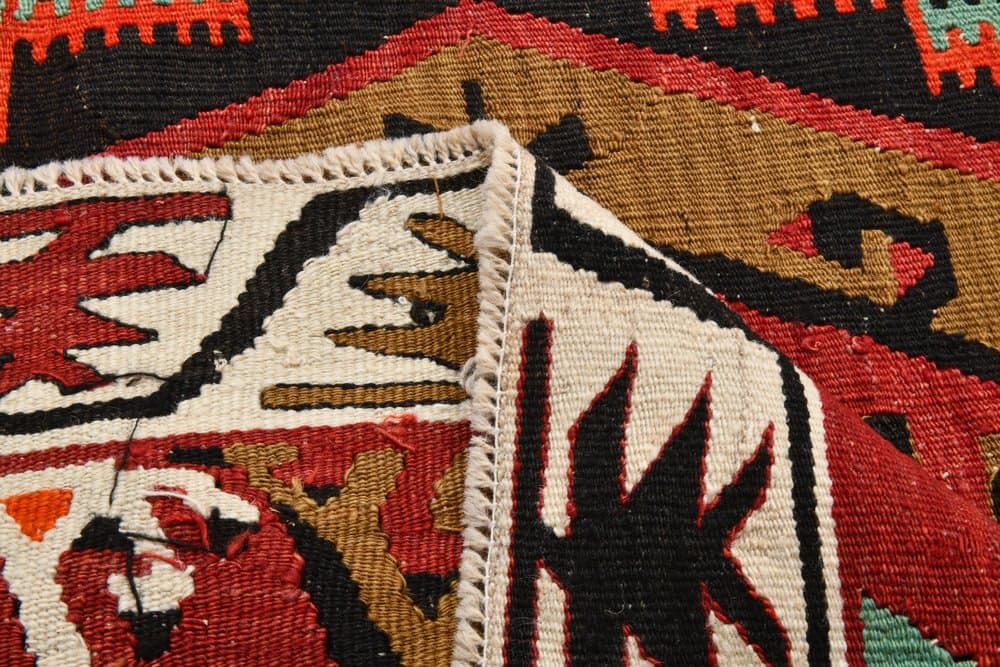 Kilim Rug 136x345 cm, black, brown, wool, Turkey, 1970s. - 217491