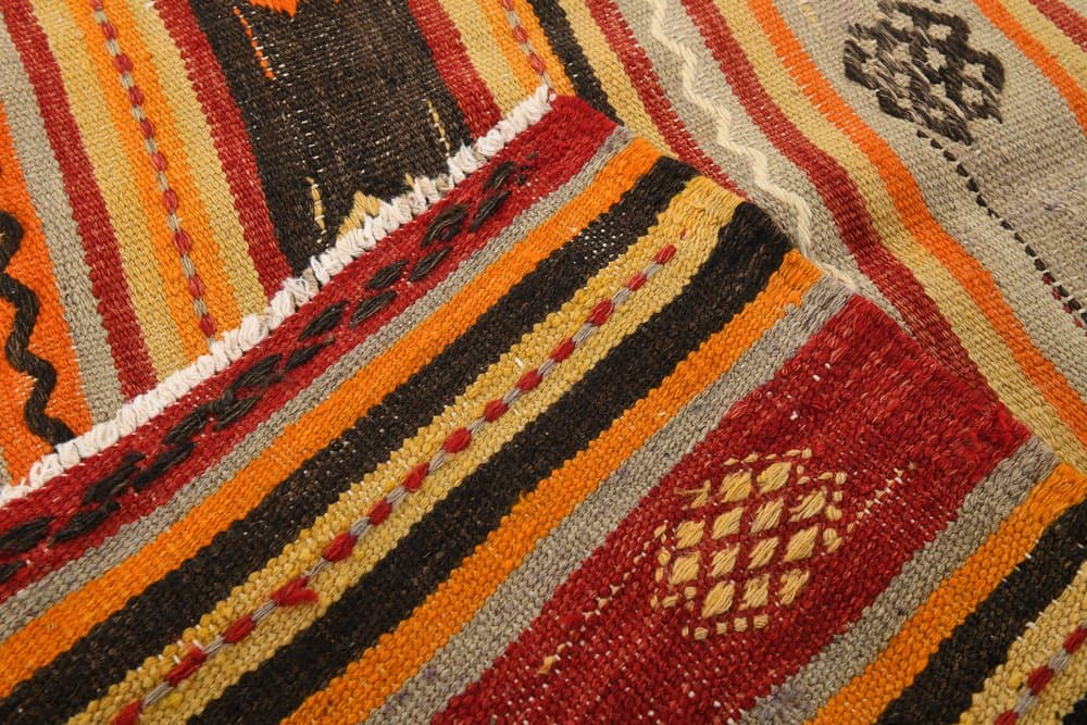Kilim 171x322 cm, pomarańczowy, czerwony, wełna, Turcja, lata 70. - 217433