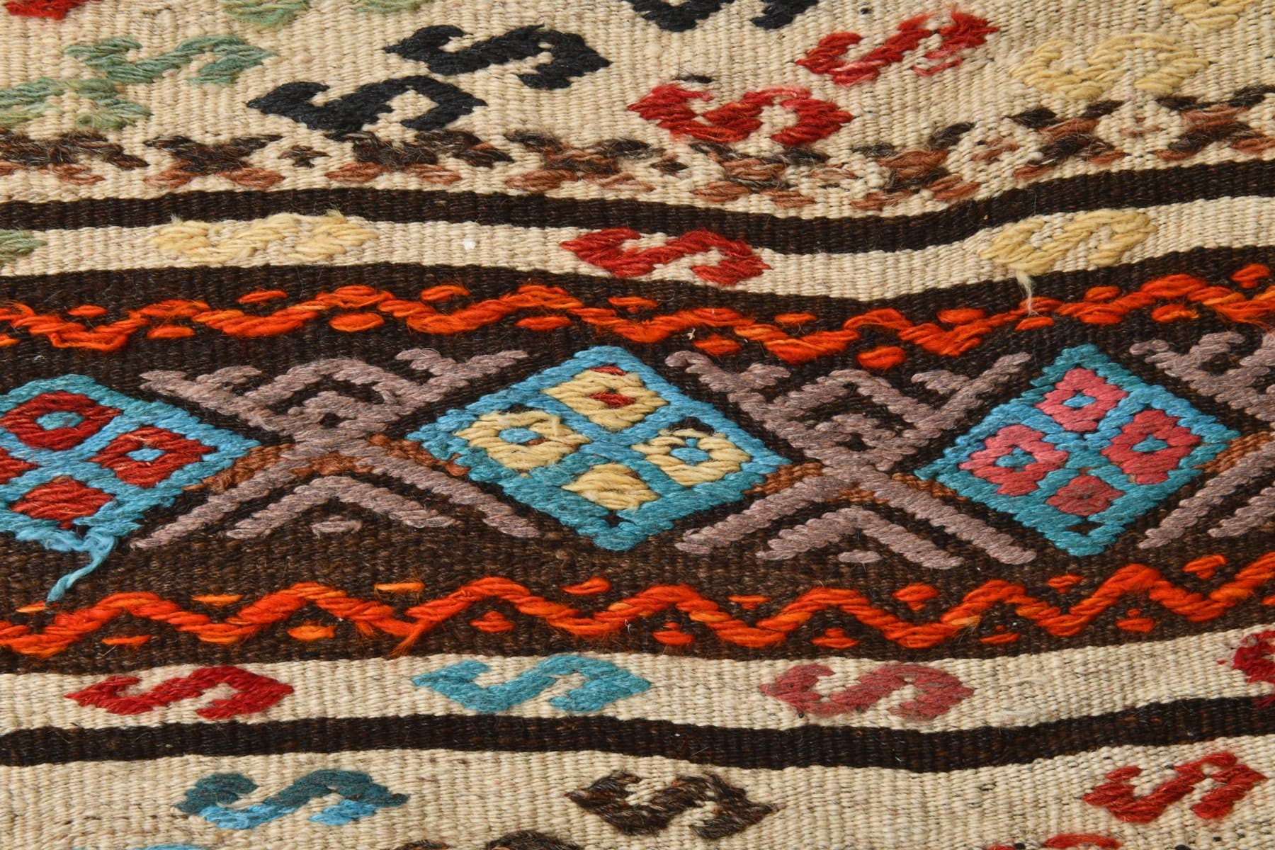 Kilim Rug 102x61 cm, brown, beige, wool, Turkey, 1970s - 217407