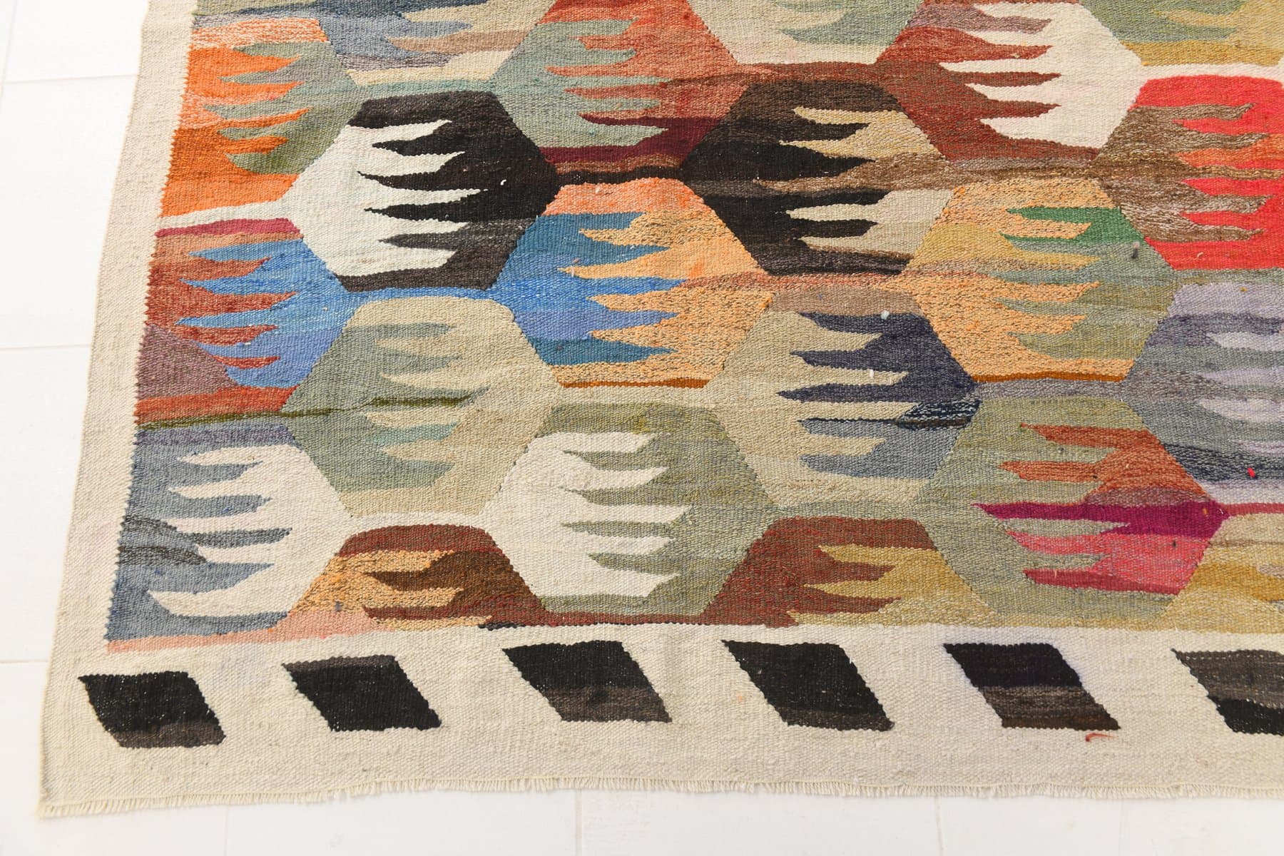 Kilim 438x298 cm, czerwony, wełna, Turcja, lata 60. - 217379