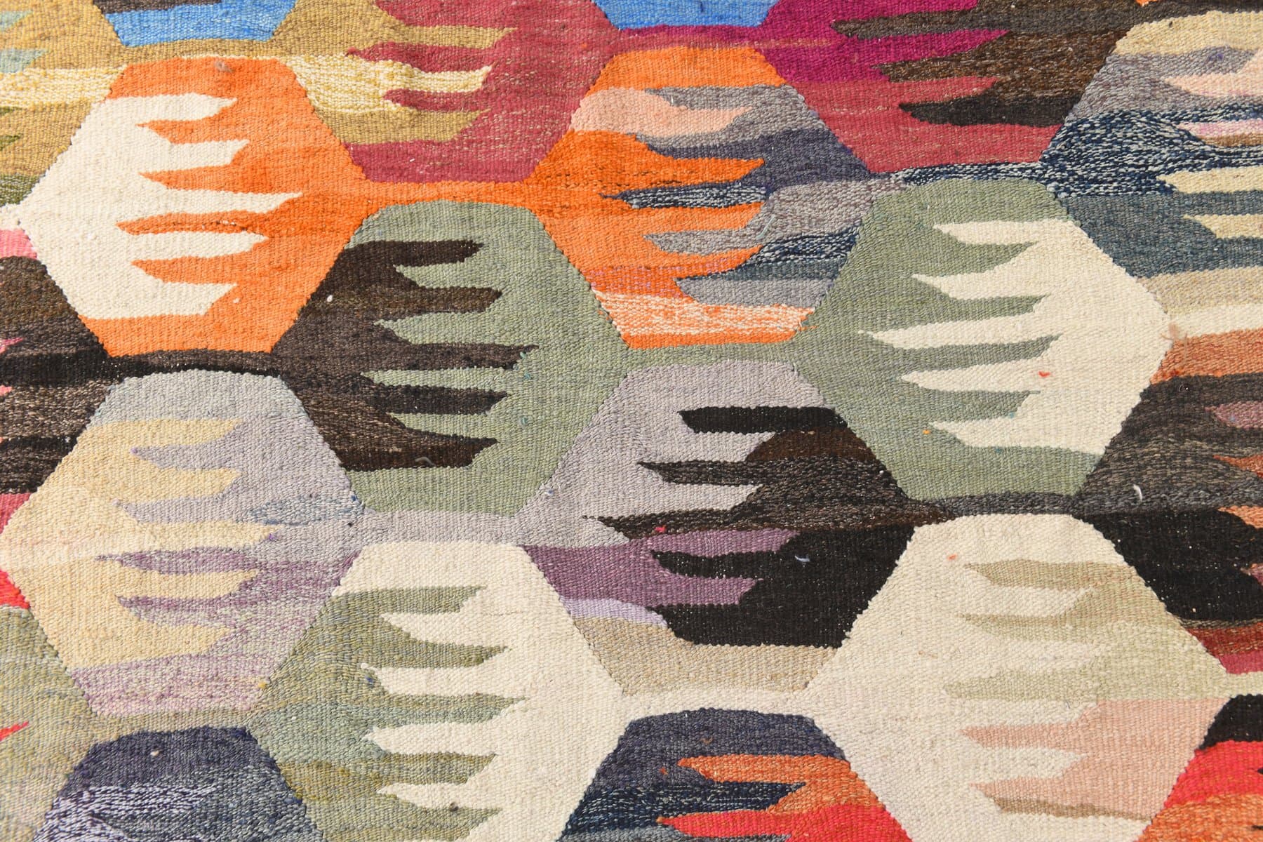 Kilim 438x298 cm, czerwony, wełna, Turcja, lata 60. - 217376