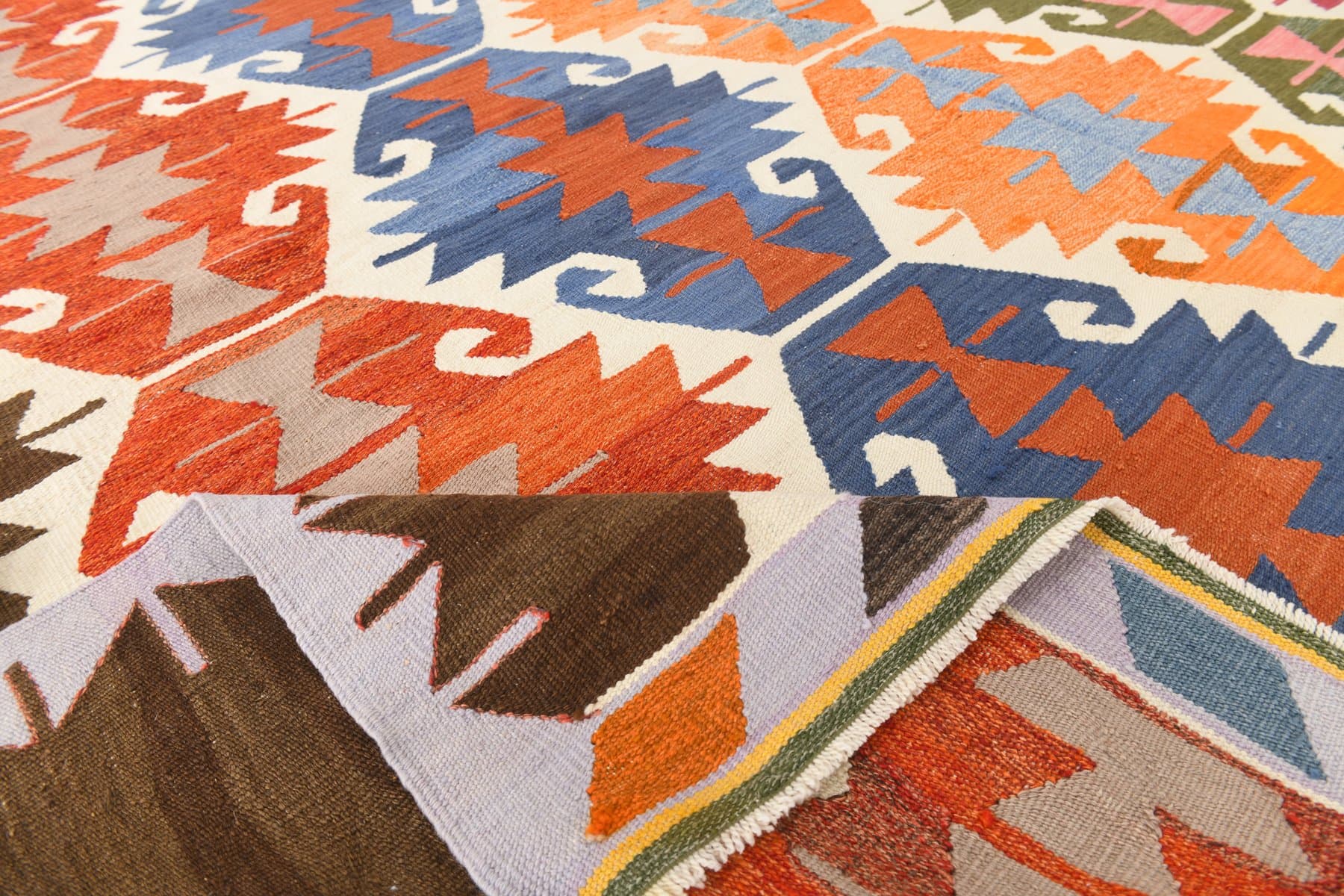 Kilim 368x253 cm, czerwony, zielony, wełna, Turcja, lata 60. - 217358