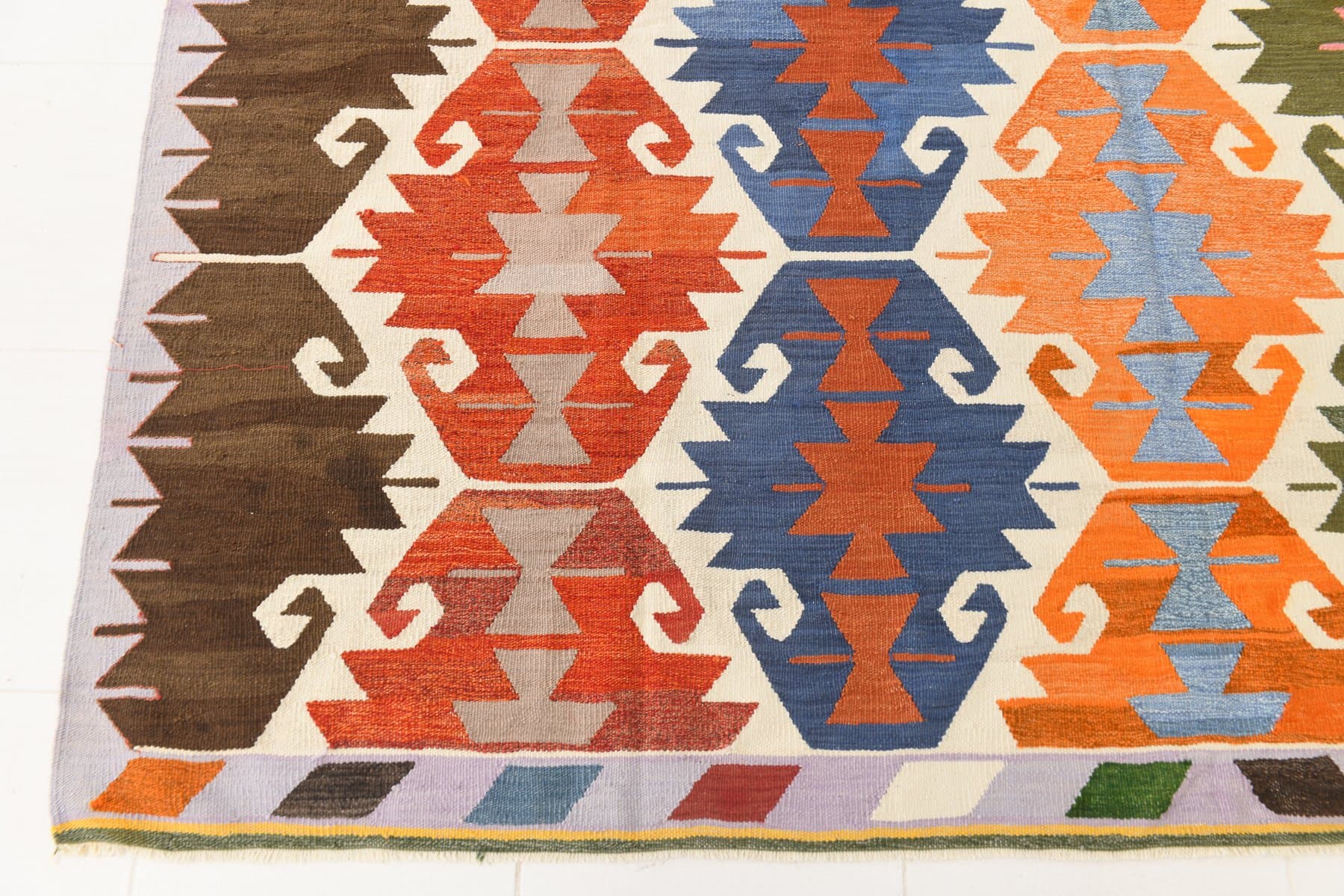 Kilim 368x253 cm, czerwony, zielony, wełna, Turcja, lata 60. - 217366
