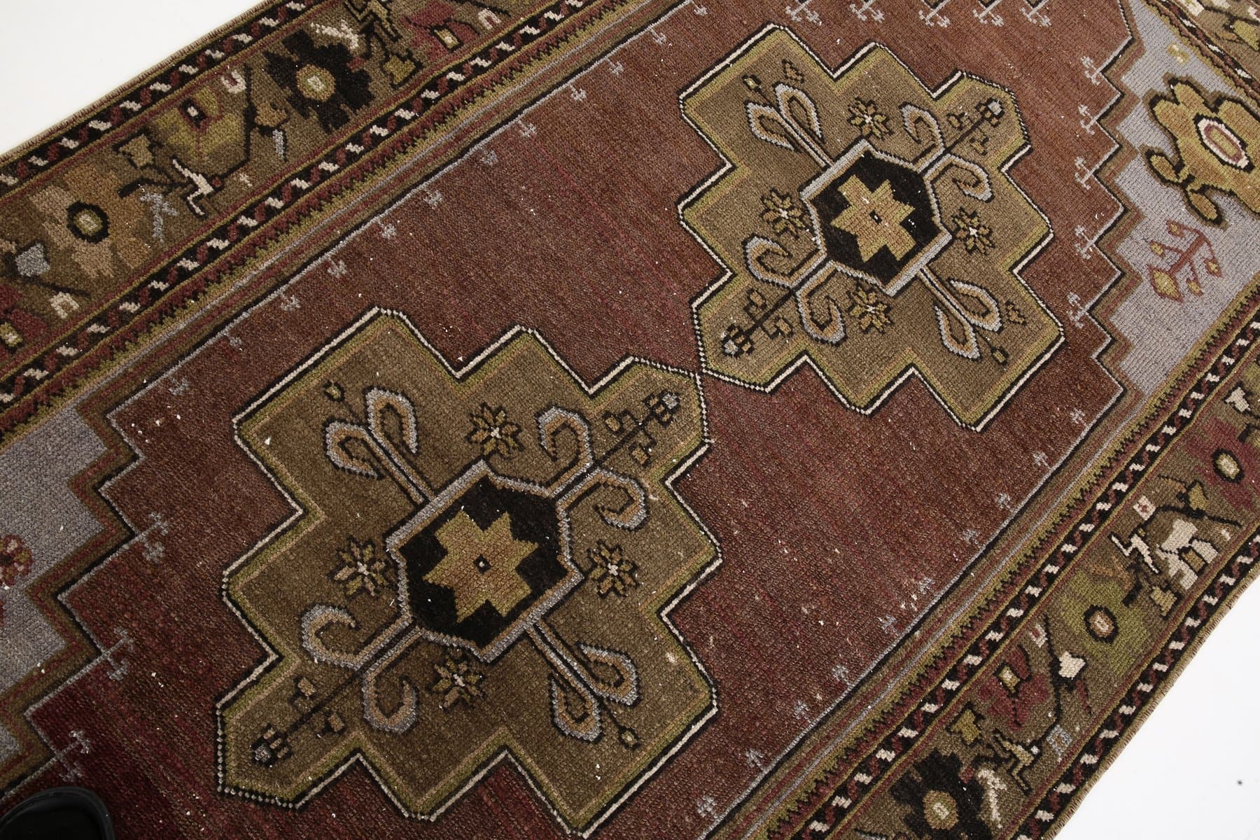 Rug 212x120 cm, brown, wool, Turkey, 1970s. - 217336