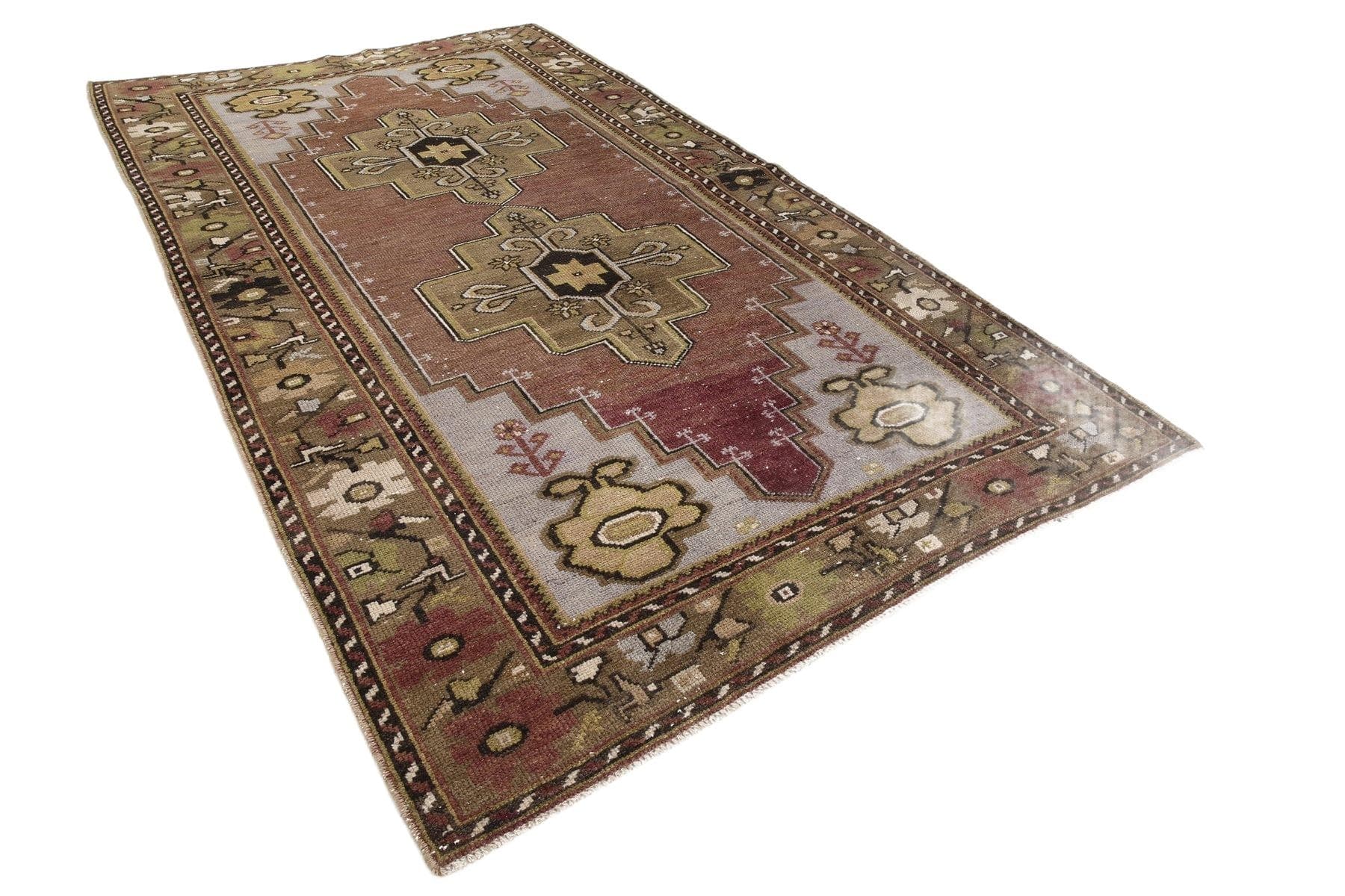 Rug 212x120 cm, brown, wool, Turkey, 1970s.