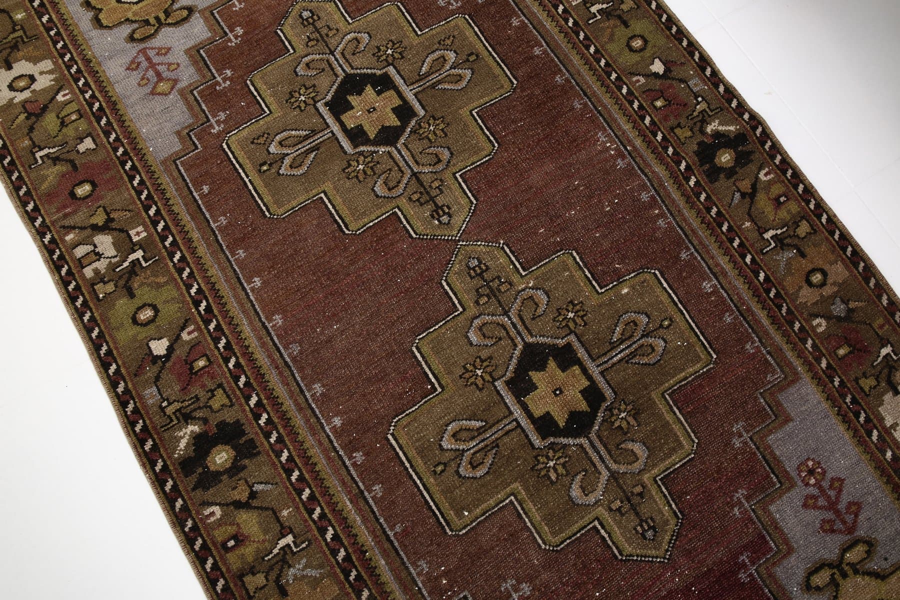 Rug 212x120 cm, brown, wool, Turkey, 1970s. - 217337