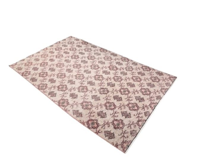 Rug 231x134 cm, beige, violet, wool, 1970s