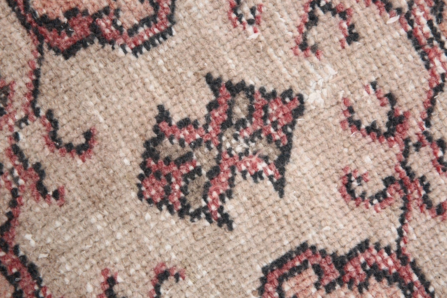 Dywan 231x134 cm, beżowy, fioletowy, wełna, lata 70. - 217316