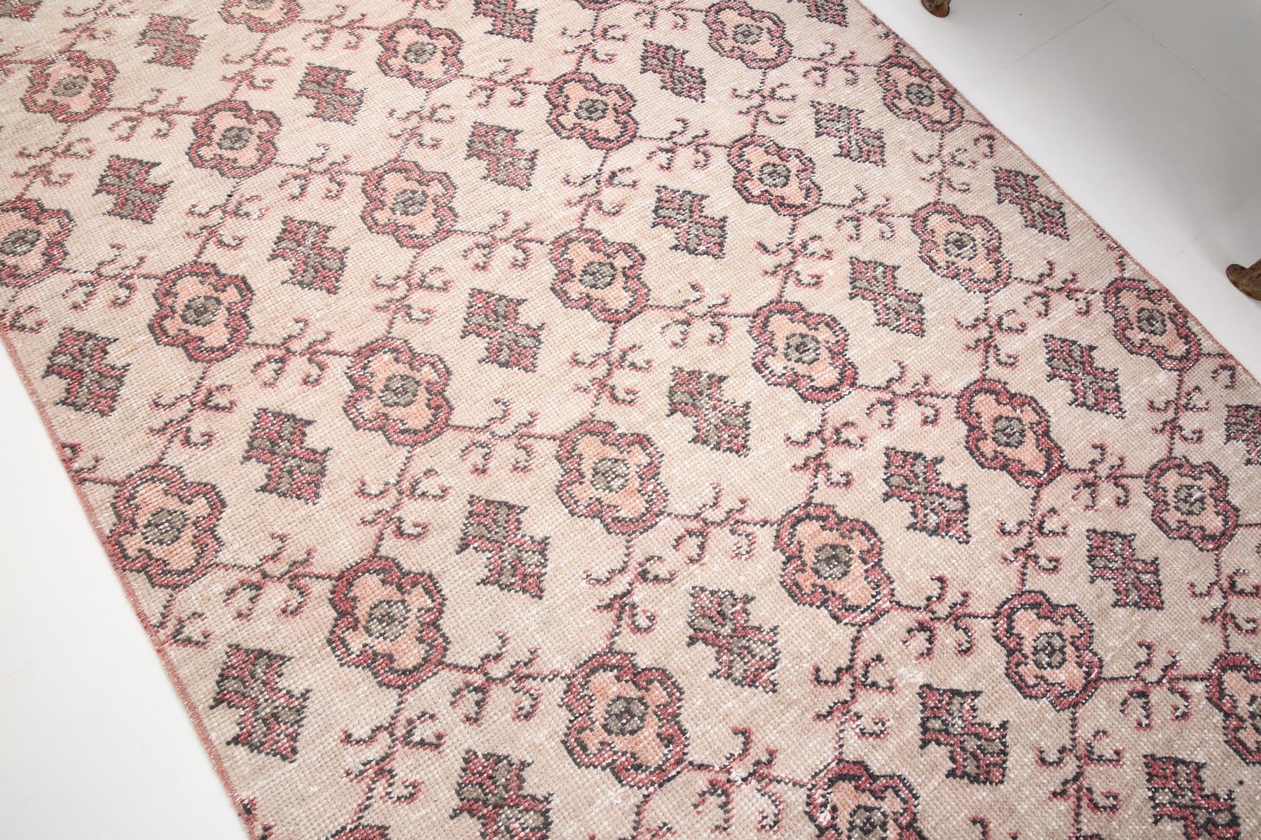 Dywan 231x134 cm, beżowy, fioletowy, wełna, lata 70. - 217310