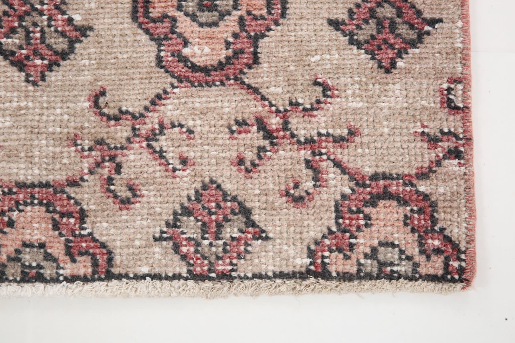 Dywan 231x134 cm, beżowy, fioletowy, wełna, lata 70. - 217315