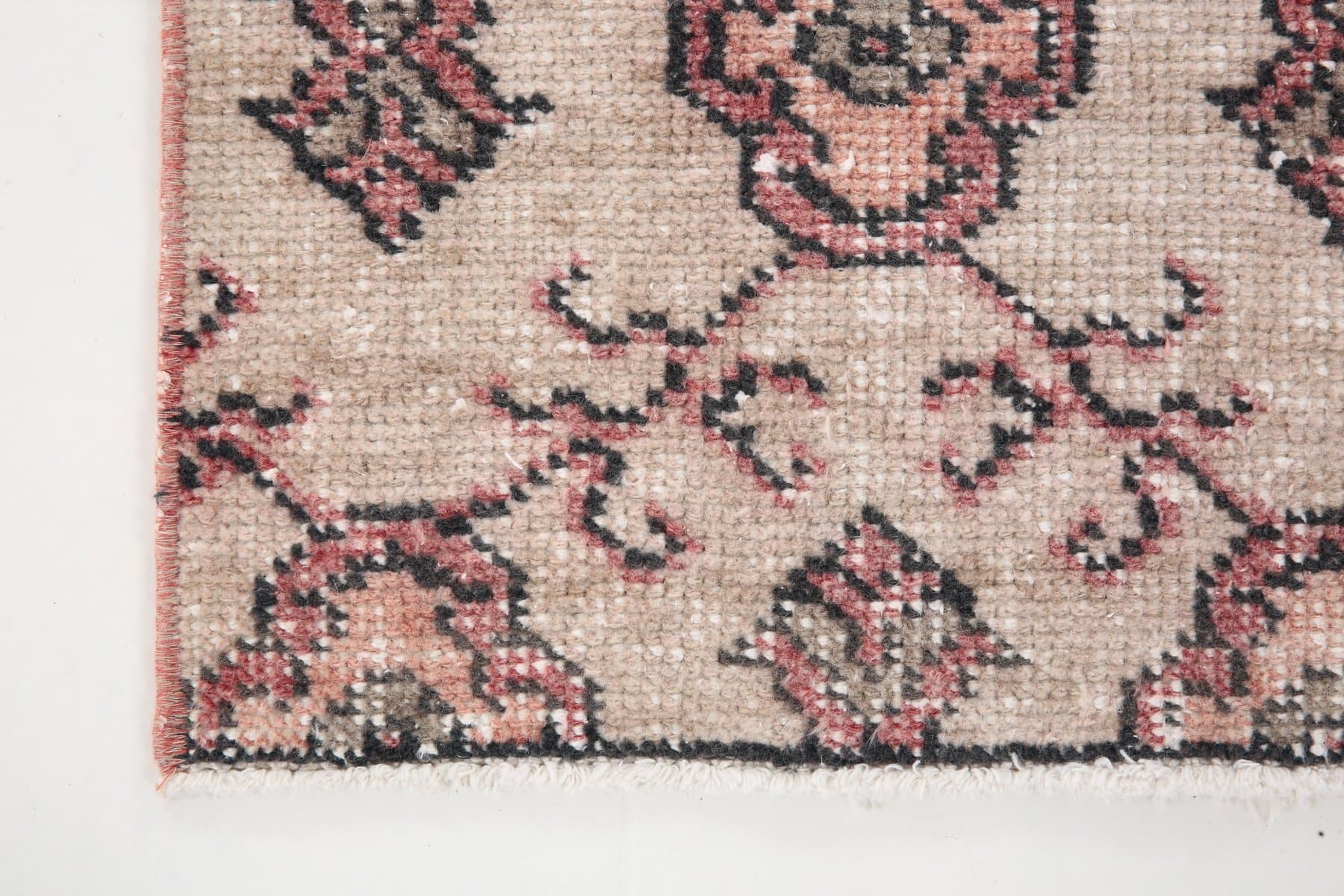 Dywan 231x134 cm, beżowy, fioletowy, wełna, lata 70. - 217314