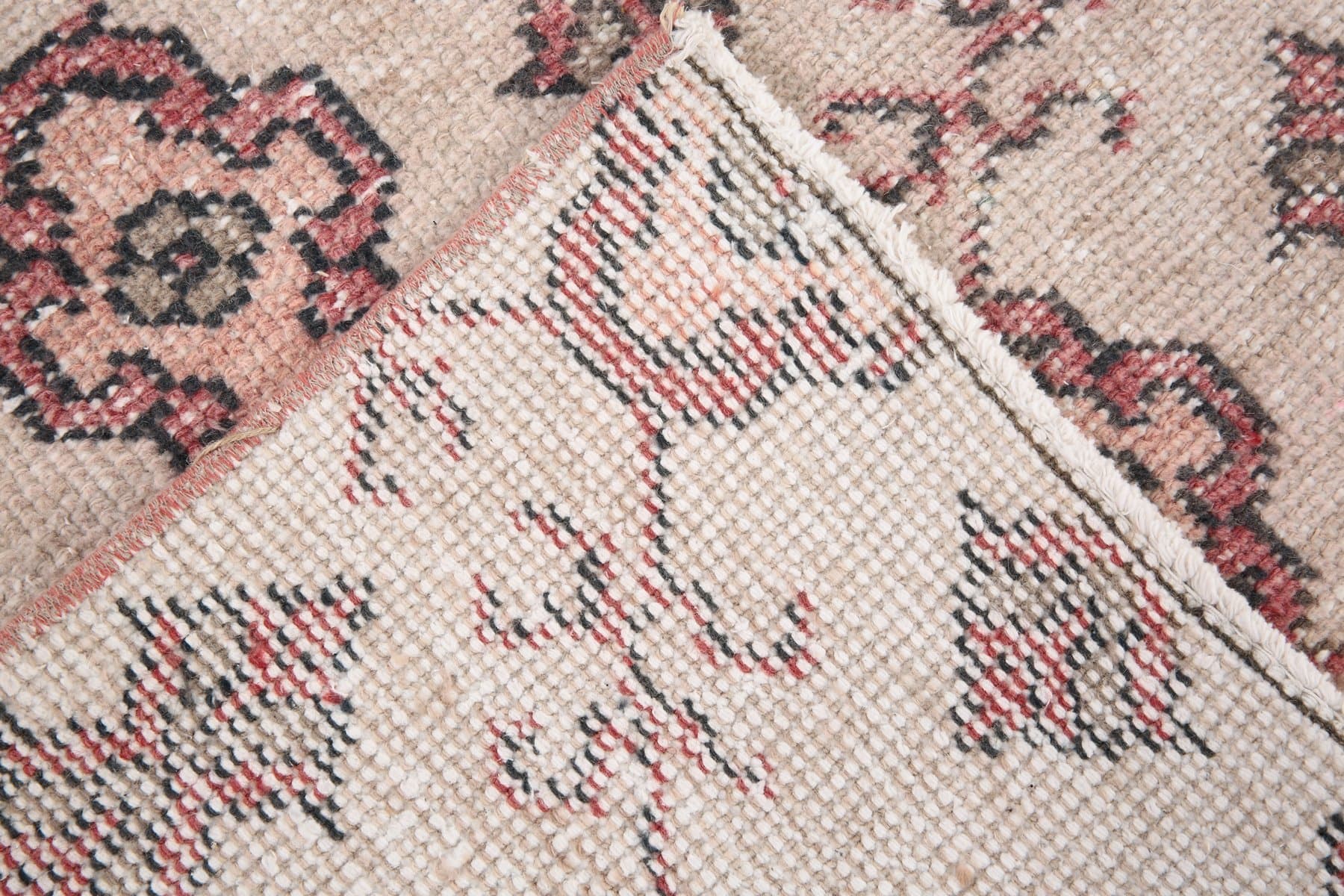 Dywan 231x134 cm, beżowy, fioletowy, wełna, lata 70. - 217317