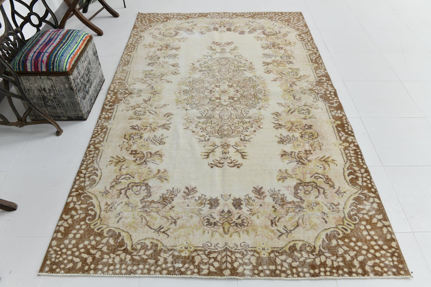 Dywan 154x258 cm, beżowy, wełna, lata 70. - 217287
