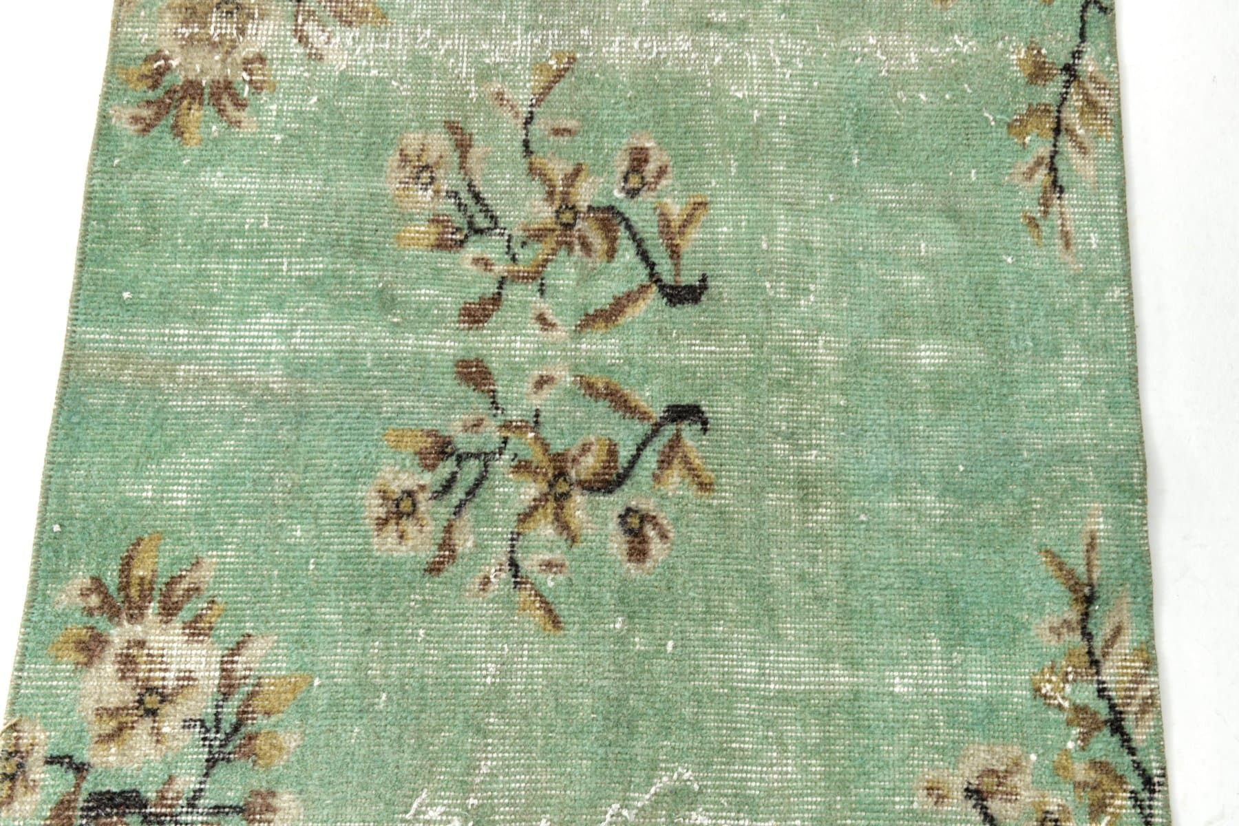 Rug 152x75 cm, Green, Wool, 1970s - 217279